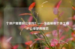 个体户需要刻公章吗？——全面解析个体工商户公章使用规范