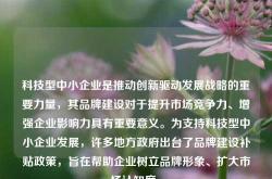 科技型中小企业是推动创新驱动发展战略的重要力量，其品牌建设对于提升市场竞争力、增强企业影响力具有重要意义。为支持科技型中小企业发展，许多地方政府出台了品牌建设补贴政策，旨在帮助企业树立品牌形象、扩大市场认知度。
