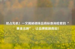 抢占先机！一文揭秘调味品商标查询检索的“黄金法则”，让品牌脱颖而出！