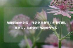 加盟百年老字号，开启财富新风口！低门槛、高回报，你也能成为品牌合伙人！