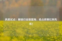 执照试点：解锁行业新蓝海，抢占政策红利先机！