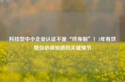 科技型中小企业认证不是“终身制”！3年有效期你必须知道的关键细节