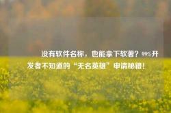🔥没有软件名称，也能拿下软著？99%开发者不知道的“无名英雄”申请秘籍！
