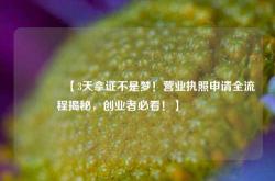🔥【3天拿证不是梦！营业执照申请全流程揭秘，创业者必看！】🔥