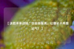 【决胜未来战场：企业级服务，让增长不再靠运气！】