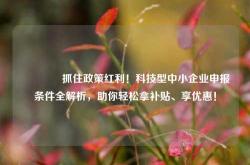 🔥抓住政策红利！科技型中小企业申报条件全解析，助你轻松拿补贴、享优惠！