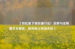 🔥【轻松拿下项目通行证！资质与证明要求全解析，助你抢占市场先机】🔥