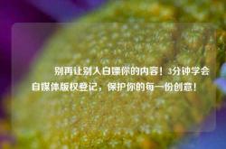 🔥别再让别人白嫖你的内容！3分钟学会自媒体版权登记，保护你的每一份创意！