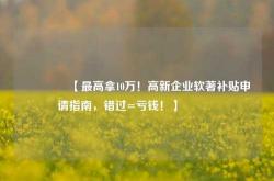 🔥【最高拿10万！高新企业软著补贴申请指南，错过=亏钱！】🔥