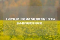 【省税利器！软著申请费用竟能抵税？企业老板必看的财税红利攻略】