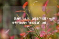 🔥没有软件名称，也能拿下软著？90%开发者不知道的“无名英雄”攻略！