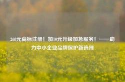 268元商标注册！加10元升级加急服务！——助力中小企业品牌保护新选择