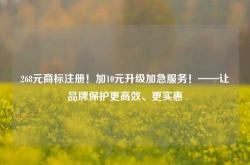 268元商标注册！加10元升级加急服务！——让品牌保护更高效、更实惠