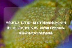 当然可以！以下是一篇关于科技型中小企业行业白皮书的分析性文章，适合用于行业报告、媒体发布或企业宣传材料。