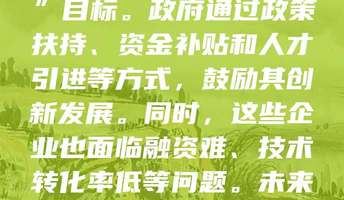 环保科技型中小企业是推动绿色发展的关键力量。这类企业专注于节能减排、清洁能源和污染治理等技术的研发与应用,助力实现“双碳”目标。政府通过政策扶持、资金补贴和人才引进等方式,鼓励其创新发展。同时,这些企业也面临融资难、技术转化率低等问题。未来需进一步优化营商环境,加强产学研合作,提升自主创新能力,推动环保科技成果转化落地,为可持续发展注入新动能。