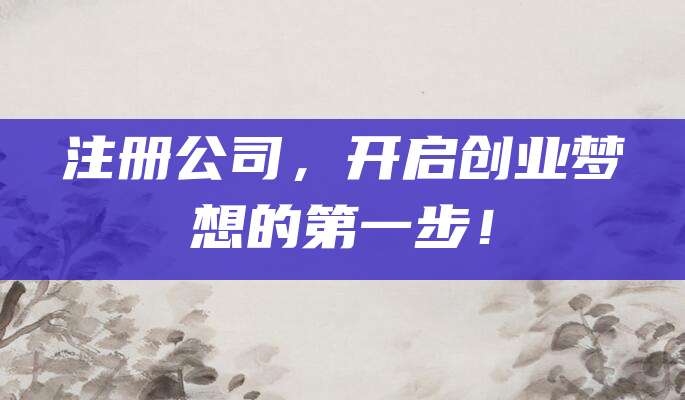 注册公司，开启创业梦想的第一步！