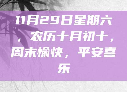 11月29日星期六,农历十月初十,周末愉快,平安喜乐