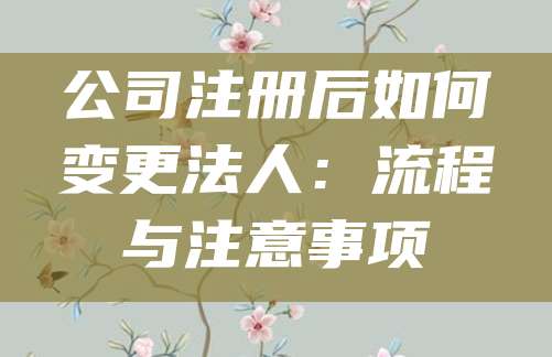 公司注册后如何变更法人：流程与注意事项