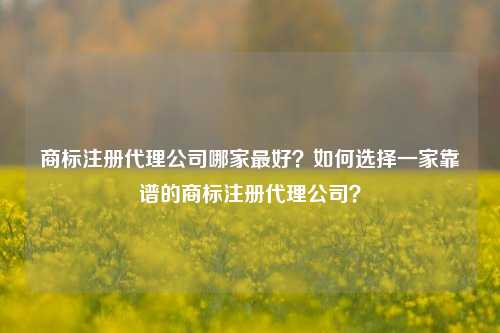 商标注册代理公司哪家最好？如何选择一家靠谱的商标注册代理公司？