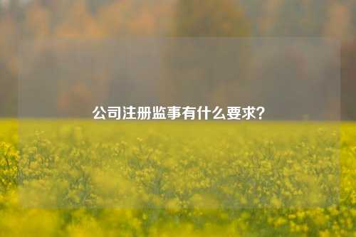 公司注册监事有什么要求？