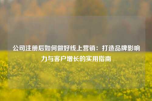 公司注册后如何做好线上营销：打造品牌影响力与客户增长的实用指南