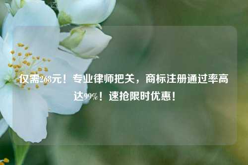 仅需268元！专业律师把关，商标注册通过率高达99%！速抢限时优惠！