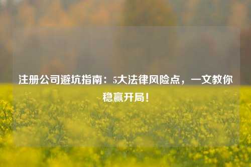 注册公司避坑指南：5大法律风险点，一文教你稳赢开局！