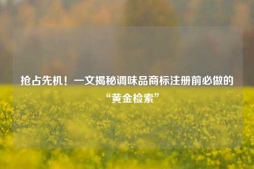 抢占先机！一文揭秘调味品商标注册前必做的“黄金检索”