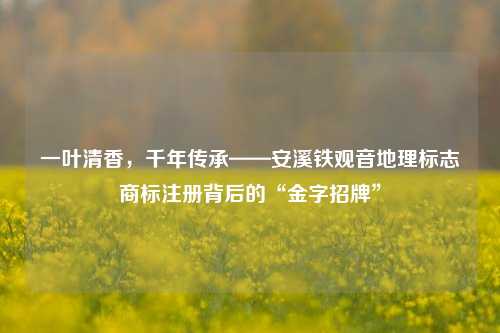 一叶清香，千年传承——安溪铁观音地理标志商标注册背后的“金字招牌”