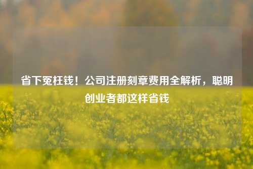 省下冤枉钱！公司注册刻章费用全解析，聪明创业者都这样省钱
