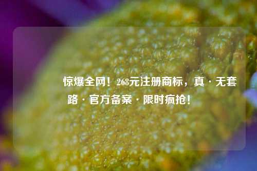 🔥惊爆全网！268元注册商标，真·无套路·官方备案·限时疯抢！