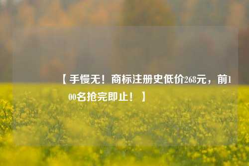 🔥【手慢无！商标注册史低价268元，前100名抢完即止！】🔥