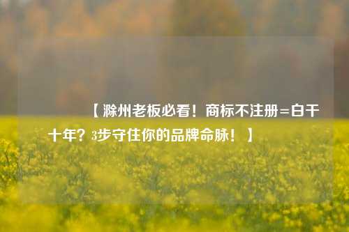 🔥【滁州老板必看！商标不注册=白干十年？3步守住你的品牌命脉！】🔥