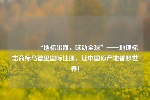 🌍“地标出海，味动全球”——地理标志商标马德里国际注册，让中国原产地香飘世界！