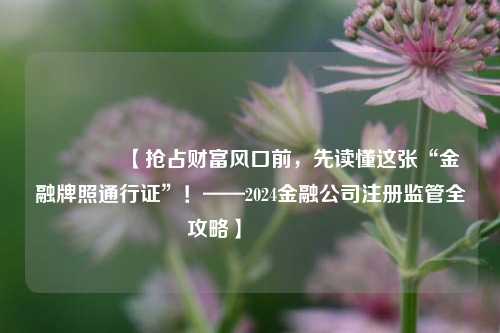 🔥【抢占财富风口前，先读懂这张“金融牌照通行证”！——2024金融公司注册监管全攻略】🔥