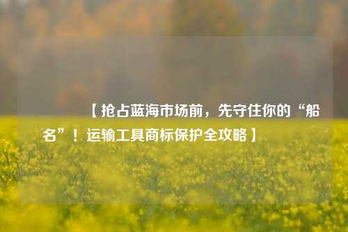 🚢【抢占蓝海市场前,先守住你的“船名”!运输工具商标保护全攻略】🚢
