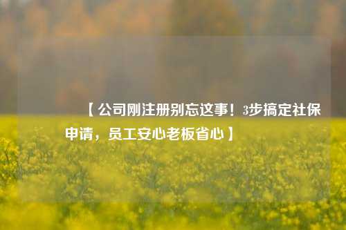 🔥【公司刚注册别忘这事！3步搞定社保申请，员工安心老板省心】🔥
